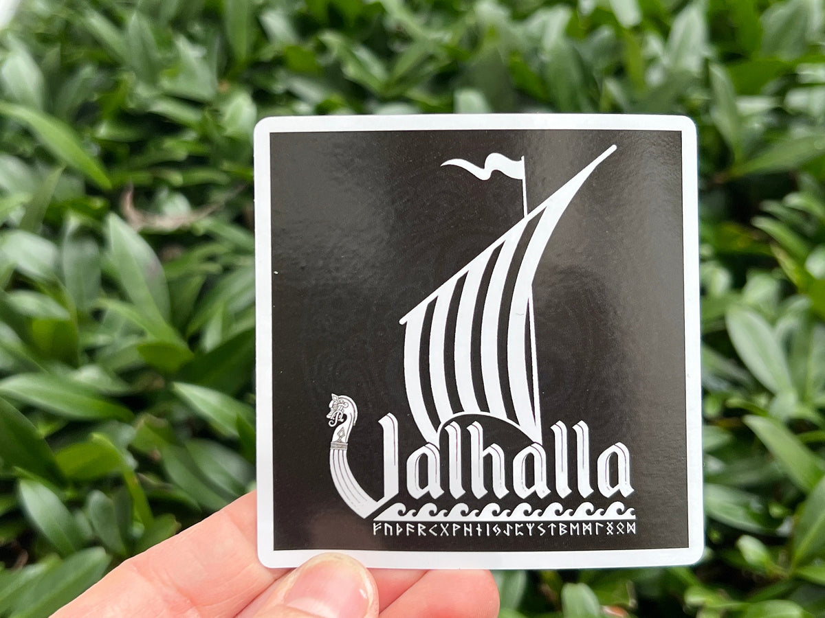 Valhalla Viking Ship Sticker, Water-Resistant Vinyl