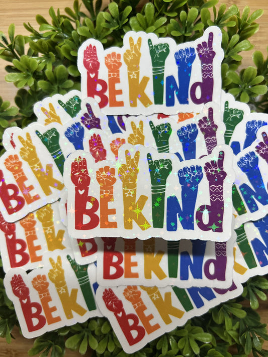 Be Kind Sticker | Colorful Kindness Vinyl Sticker | Positive Mental Health Waterproof Decal Rainbow Sticker
