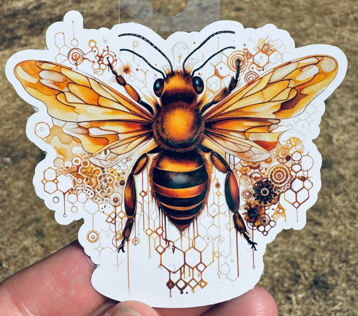 Honey Bee Sticker | Watercolor Bee Vinyl Sticker | Nature Lover Waterproof Laptop Decal