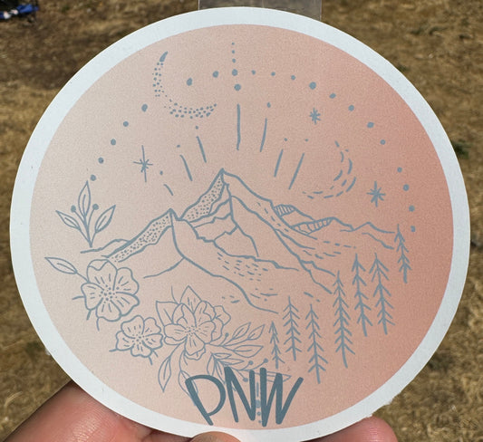 PNW Sticker | Pacific Northwest Mountain Vinyl Sticker | Nature Lover Waterproof Decal