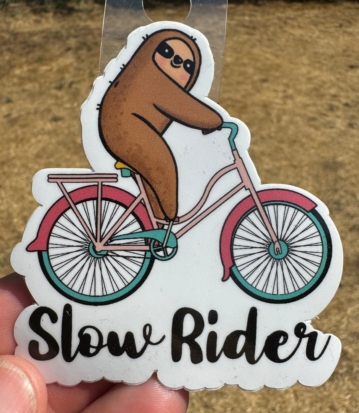Slow Ride Sloth Sticker | Cute Sloth Riding Bike Vinyl Sticker | Funny Waterproof Decal