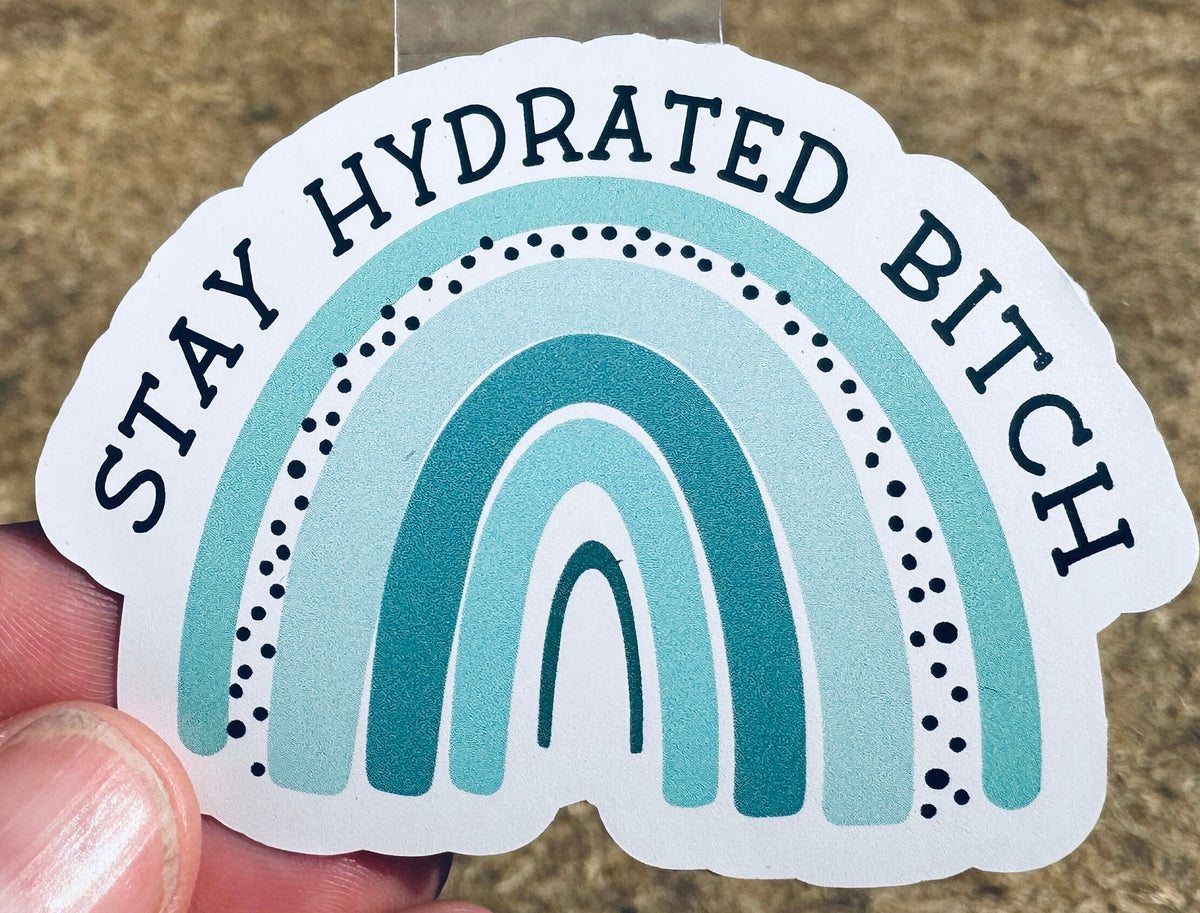 Stay Hydrated Bitch Sticker | Funny Rainbow Vinyl Sticker | Waterproof Water Bottle Decal