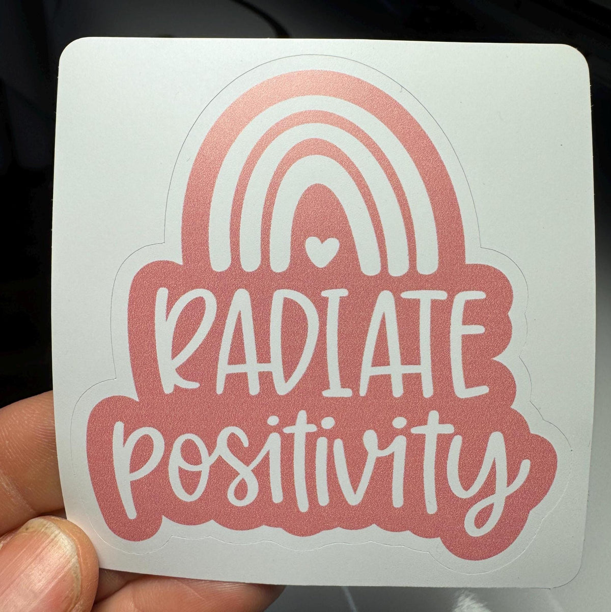 Radiate Positivity Sticker | Pink Rainbow Vinyl Sticker | Motivational Waterproof Laptop Decal